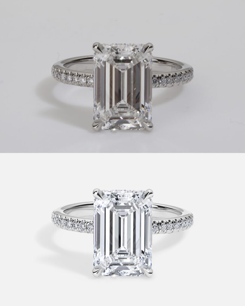 Before and after ethical jewelry retouching by LenFlash Studio