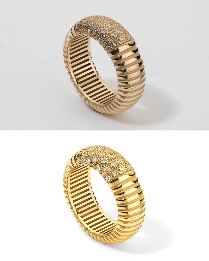 Before and after ethical jewelry retouching by LenFlash Studio