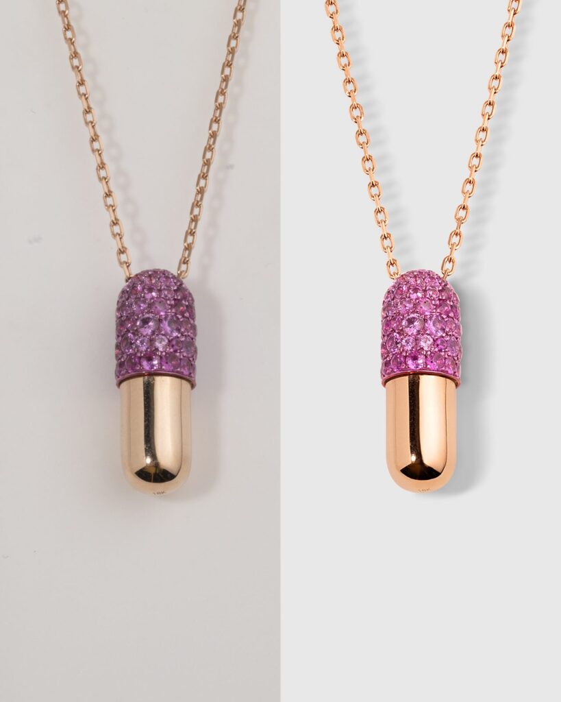 Before and after ethical jewelry retouching by LenFlash Studio