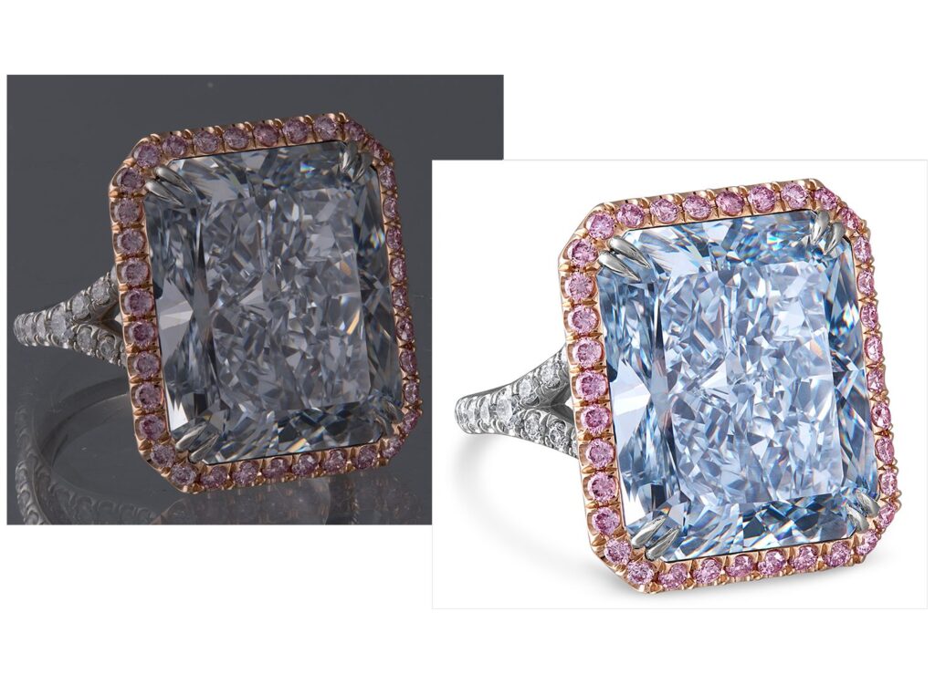 Before and after ethical jewelry retouching by LenFlash Studio